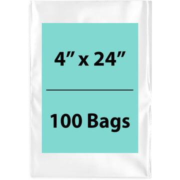 Clear poly bags 1.5 Mil 4"x24" LDPE 100 Bags